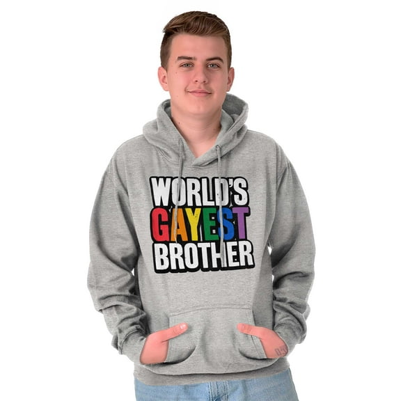 Worlds Gayest Brother Sibling Pride Hoodie Hooded Sweatshirt Men Brisco Brands S