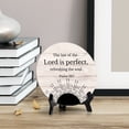 thumbnail image 3 of Round The Law Of The Lord Is Perfect, Refreshing The Soul. Psalm 19:7 Wood Color Circle Table Sign (5x5"), 3 of 4