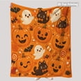 thumbnail image 4 of Halloween Ghost Pumpkin Flannel Throw Blanket, Double-Sided Cozy Cover for Couch Bed Travel Fall Home Decor,39.37x 29.53inch, 4 of 8