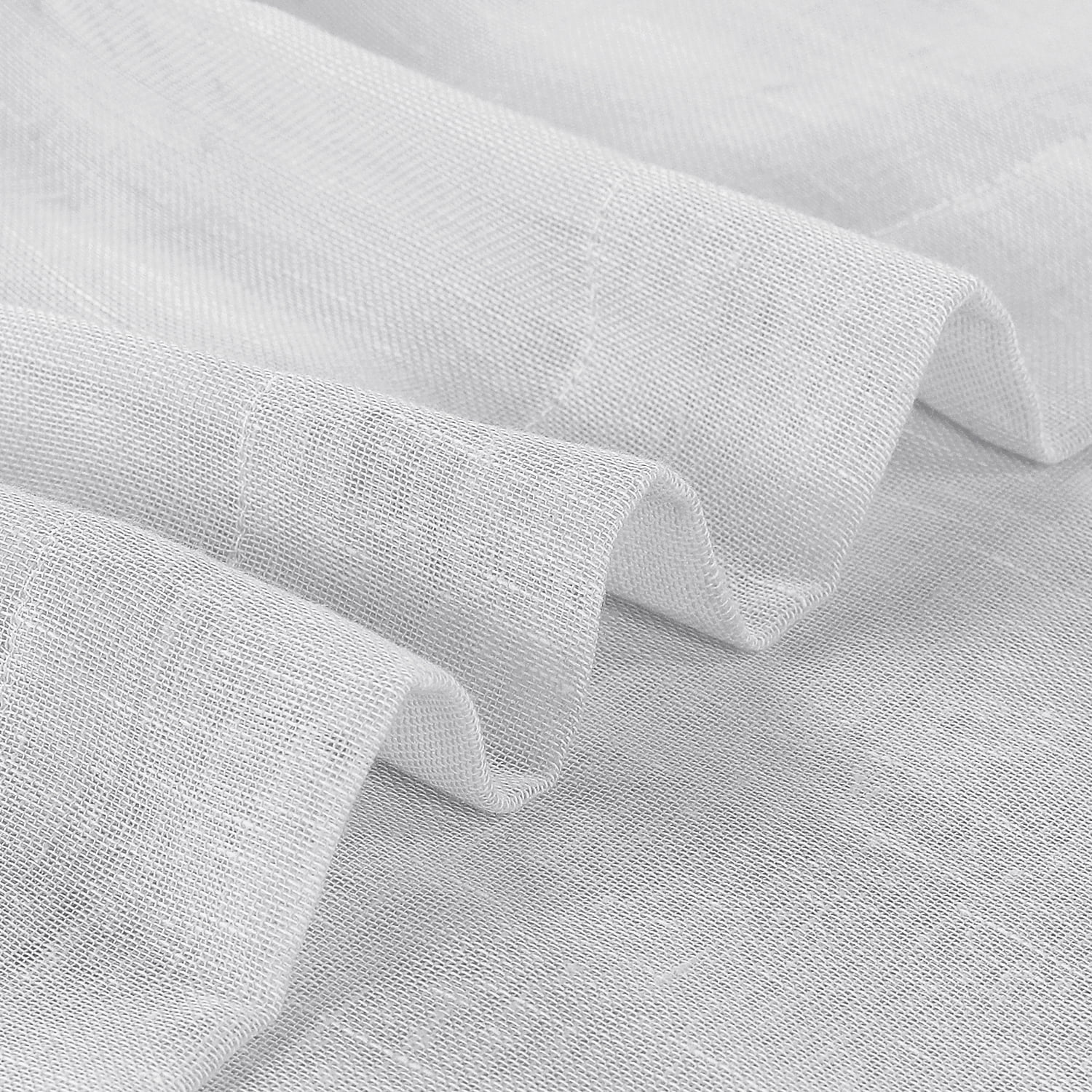 PrimeBeau Semi Sheer Linen Curtains Light Filtering Grommet Draperies, 52"x84" , 2 Panel Set, White