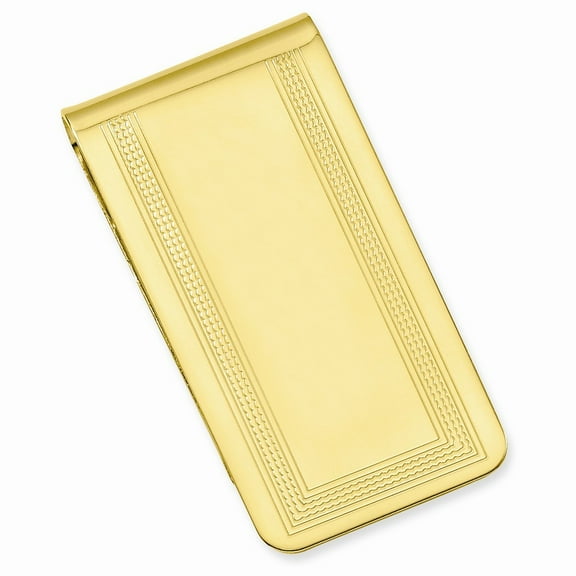 Gold Plated Solid Patterned Engravable Polished with Engraveable Area Money Clip Measures 50x25mm Wide Jewelry for Men