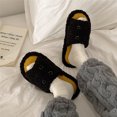 thumbnail image 1 of Pantuflas de algodón de moda para mujer, pantuflas de punta abierta con una sola palabra, para invierno, para el hogar, antideslizantes, cálidas y bonitas, para interiores y exteriores, de piel, 1 of 5