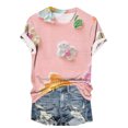 thumbnail image 4 of Liquidation Fatuov Blouses Grande Taille Col Rond pour Femmes Imprimé Floral T-Shirts Graphiques d'Été Manches Courtes T-Shirts Confortables Multicolores, 4 of 5