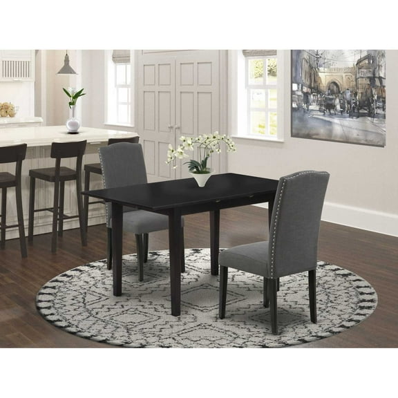 East West Furniture Dining Table- Parson Chairs, NOEN3-BLK-20