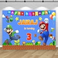 thumbnail image 5 of Fondo de fiesta con texto personalizado, tema de Super Mario Bros, fondo de cumpleaños para niños, pancarta de fotos para baby shower, accesorios de decoración, póster, 5 of 5