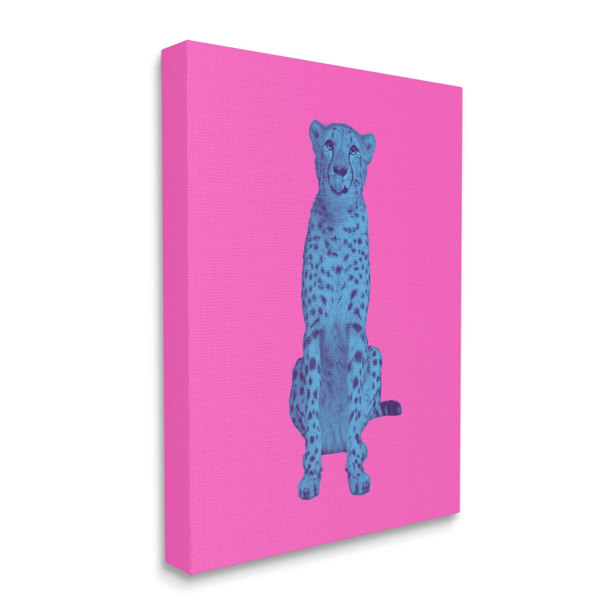 Stupell Industries Leopard on Vivid Pink Animals & Insects Painting Gallery Wrapped Canvas Art Print Wall Art, 24 x 30