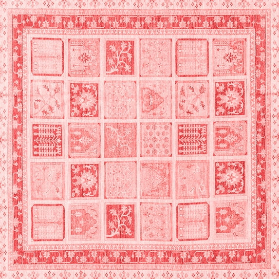 Ahgly Company Indoor Square Abstract Red Modern Area Rugs, 8' Square