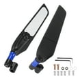 thumbnail image 1 of Espejos retrovisores universales ajustables para motocicleta Unique Bargains, espejo lateral retrovisor de aluminio aleado, 1 juego negro azul M8/M10 forma poligonal, 1 of 7