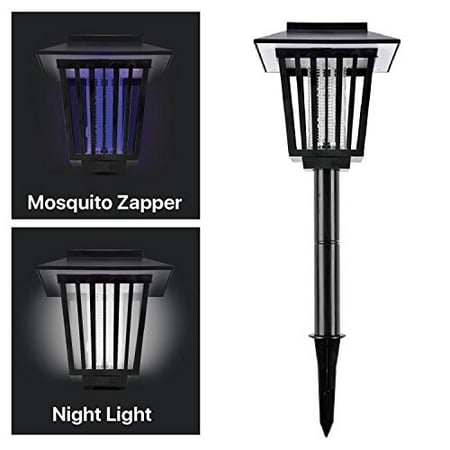 Solar Mosquito Zapper Outdoor Bug Killer Backyard Insect Killing Lamp Hanging or Stake in Ground Garden Patio Lawn Camping Cordless Solar Powered Pest Control Light Best Stinger Mosquitoes Moth
