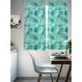 thumbnail image 5 of Sheer Curtains 63 Inches Long, Teal Geometric Light Filtering Window Curtains for Living Room/Bedroom, Modern Morocco Abstract Art Rod Pocket Voile Sheer Curtain Drapes, 52"W x 63"L, 2 Panels, 5 of 8
