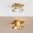 thumbnail image 5 of JONATHAN Y Grayson 8" 1-Light Farmhouse Industrial Square Iron/Glass Case LED Flush Mount, Brass Gold, 5 of 10