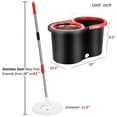 thumbnail image 6 of Spin Mop and Bucket System, Mops and Buckets for Floors, 61 inches Mop Pole 360 Degree Spin Mop with Bucket, Upgraded 3 Mop Heads, Black & Red, 6 of 9