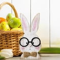 thumbnail image 4 of Easter Bunny Figurine Glasses-Wearing Adorable Rabbit Desktop Decoration Home Wooden Sculpture Holiday Ornament, 4 of 6