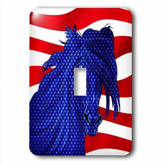 3dRose, USA Stars and Stripes Majestic Western Horse in Red White and Blue, single toggle switch