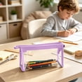 thumbnail image 4 of Linnome Transparent PVC Stationery Bag Waterproof Large Capacity Pencil Pouch - Clear Triangular Teens Pen Bag with Zipper & Loop - Exam Office Travel Makeup Organizer Case, 4 of 6