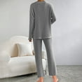 thumbnail image 5 of QATAINLAV 2 Piece Lounge Sets for Women Ribbed Knit Long Sleeve V Neck Pullover Tops Matching Wide Leg Pants Fall Winter Pajama Outfits Dark Gray XXL Sales Prime, 5 of 9