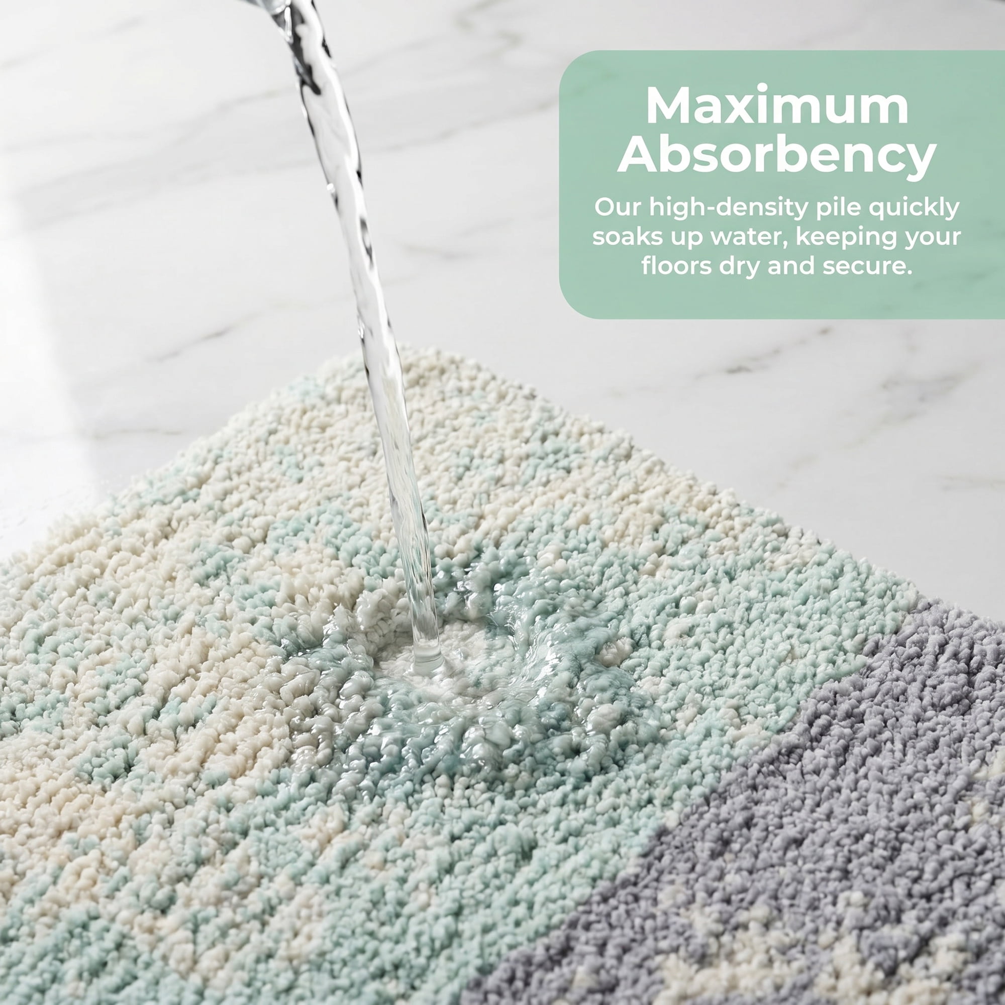 Unique Bargains Non Slip Machine Washable Plush Shaggy Bath Mat Grey 32" x 20"
