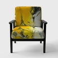 thumbnail image 3 of Designart "White And Yellow Marbled Acrylic With A Cloud Of Black" Upholstered Modern Accent Chair - Arm Chair, 3 of 5