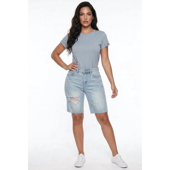 PTCL Women's Stretch Denim Bermuda Shorts Blue