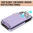 thumbnail image 6 of for iPhone 11 Phone Case Wallet with Strap for Women,Crossbody Lanyard and Wristlet Strap,Zipper Pocket,Credit Card Holder,Ring Stand,RFID Blocking Phone Wallet Cases(6.1 inch,Purple), 6 of 18