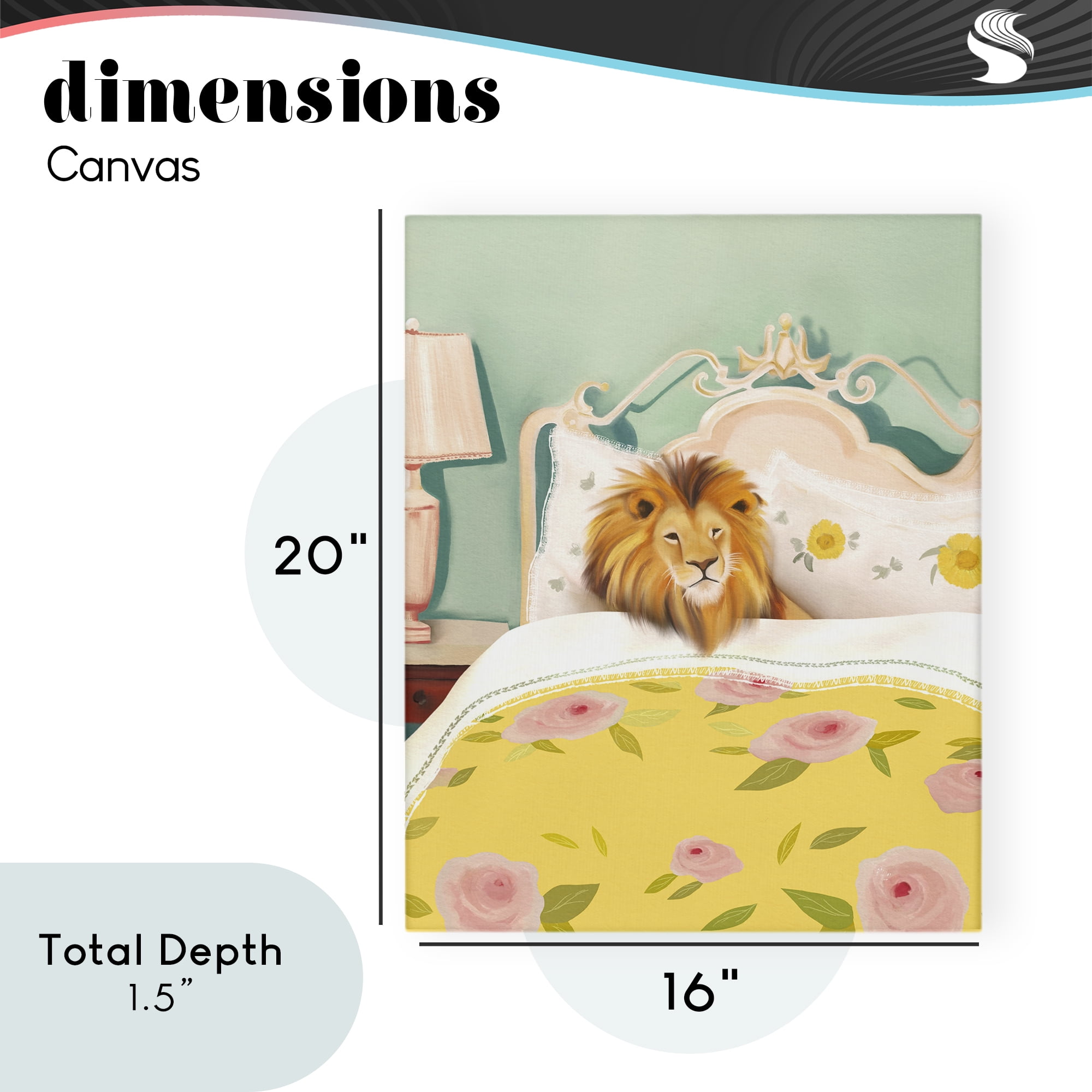 Good Morning Lion in Bed Canvas Wall Art, design by Leah Straatsma