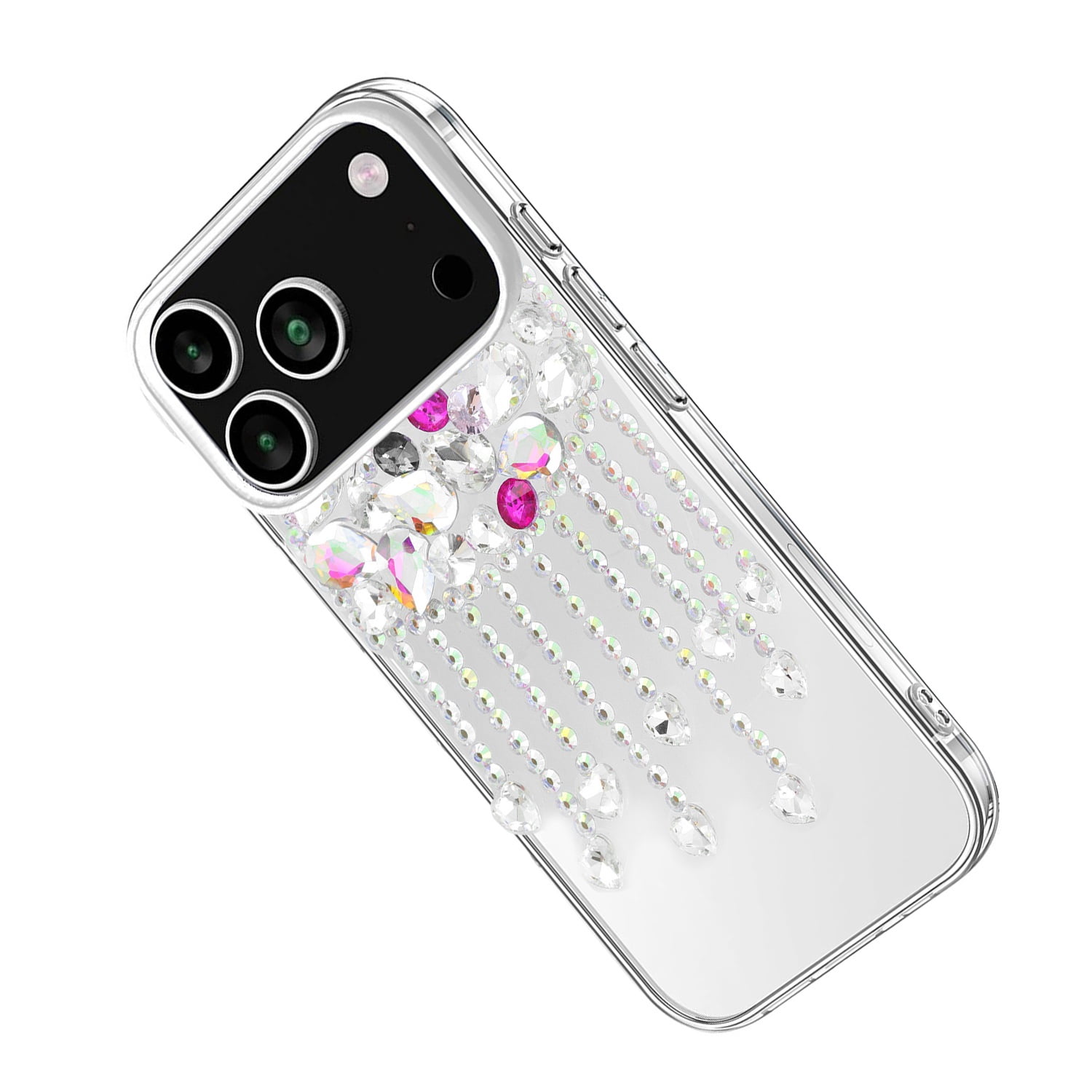 Diamond Pendant Tassel Crystal Case for iPhone 17 Pro Max - Pink