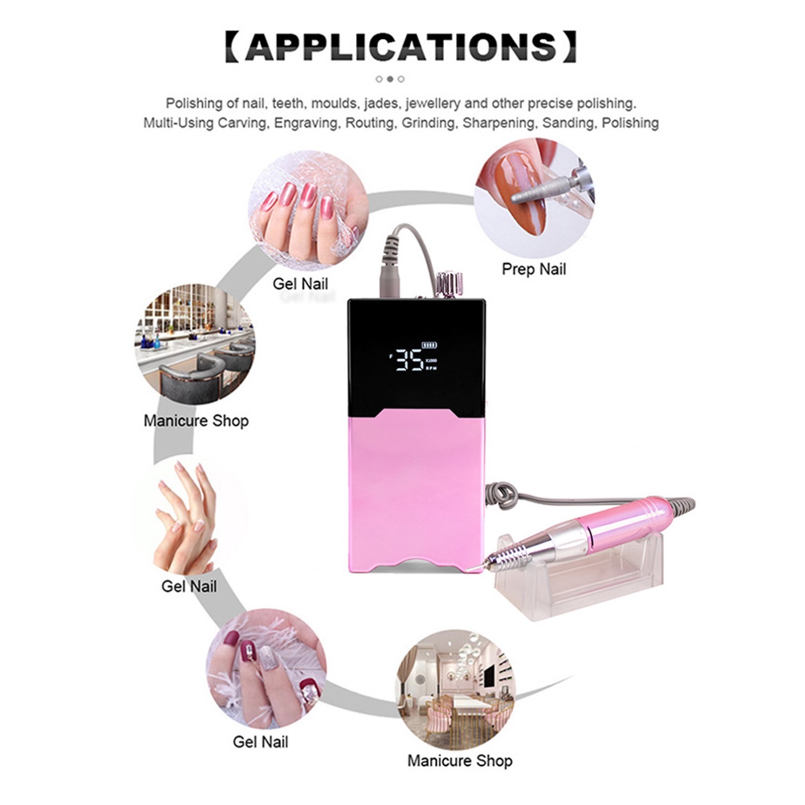 Brushless Electric Nail Sander 35000RPM Professional Portable Nail Drill For Polish Rechargeable Lathe Mill For Manicure