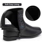 HARVEST LAND Little/Big Girl Ankle Boots Kids Short Zipper Flat Booties Black Size 11-5