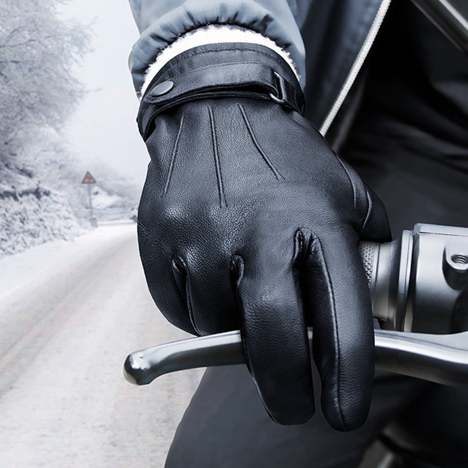 Hauaitttt Male and Female 2025 Autumn and Winter Solid Color Versatile Windproof and Thick Cold Leather Gloves Women Gloves Mittens for Women Cold Weather Heated Winter Ski Gloves Mittens Men Women