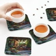 thumbnail image 4 of Leather Coasters with Heat-resistant for Drinks, Charming Garden Patio Cup Coasters Cup Pad Mat for Tabletop Protection, Coffee Table, Office Desk and Housewarming Gift, 4 of 5