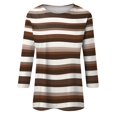 thumbnail image 5 of LWavelet Crew Neck Ombre Stripe Blouse Womens Plus Size 3/4 Sleeve Soft Loose Fit Versatile Top Brown 4XL, 5 of 5