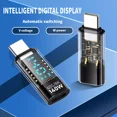 thumbnail image 3 of Hoibon PD 140W USB-C Male to USB-C Female Adapter for iPhone 15 Series, iPad Air/Pro, MacBook, Support Voltage and Power Smart LED Display - Black+Blue, 3 of 9