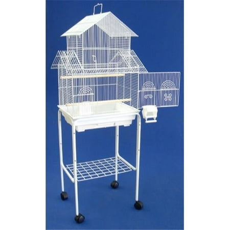 5844-4814WHT Pagoda Small Bird Cage with Stand in White