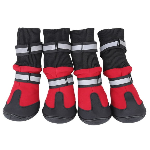 Juego de 4 botas protectoras antideslizantes impermeables para perros grandes, color rojo, talla L