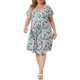 thumbnail image 5 of GRACE & GRANDEUR Vestido midi de verano con cuello redondo, mangas cortas, plisado y floral para mujeres de tallas grandes, Día de la Madre, 3X, rosa y verde, 5 of 8