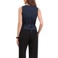 thumbnail image 3 of Chaleco de mujer sin mangas con cuello en V, botones y rayas, estilo moderno, atuendos casuales, M, azul oscuro, 3 of 6