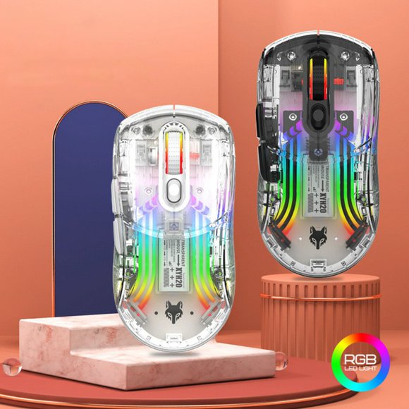 Clearance Items! Wireless Gaming Mouse With Full Transparent Design,Double Mode 2.4G/Bluetooth/wire Mouse,3D RGB Backlit,Ergonomic Silent Mouse With 7 Buttons, Sales Today Clearance!