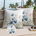 thumbnail image 3 of Blue Spring Floral Outdoor Pillow Covers 20x20 Set of 2,Waterproof Patio Throw Pillowcase Protectors,Watercolor Blooming Summer Botanical Decorative Pillow Shams Cushion Covers for Seat Bed Couch, 3 of 8