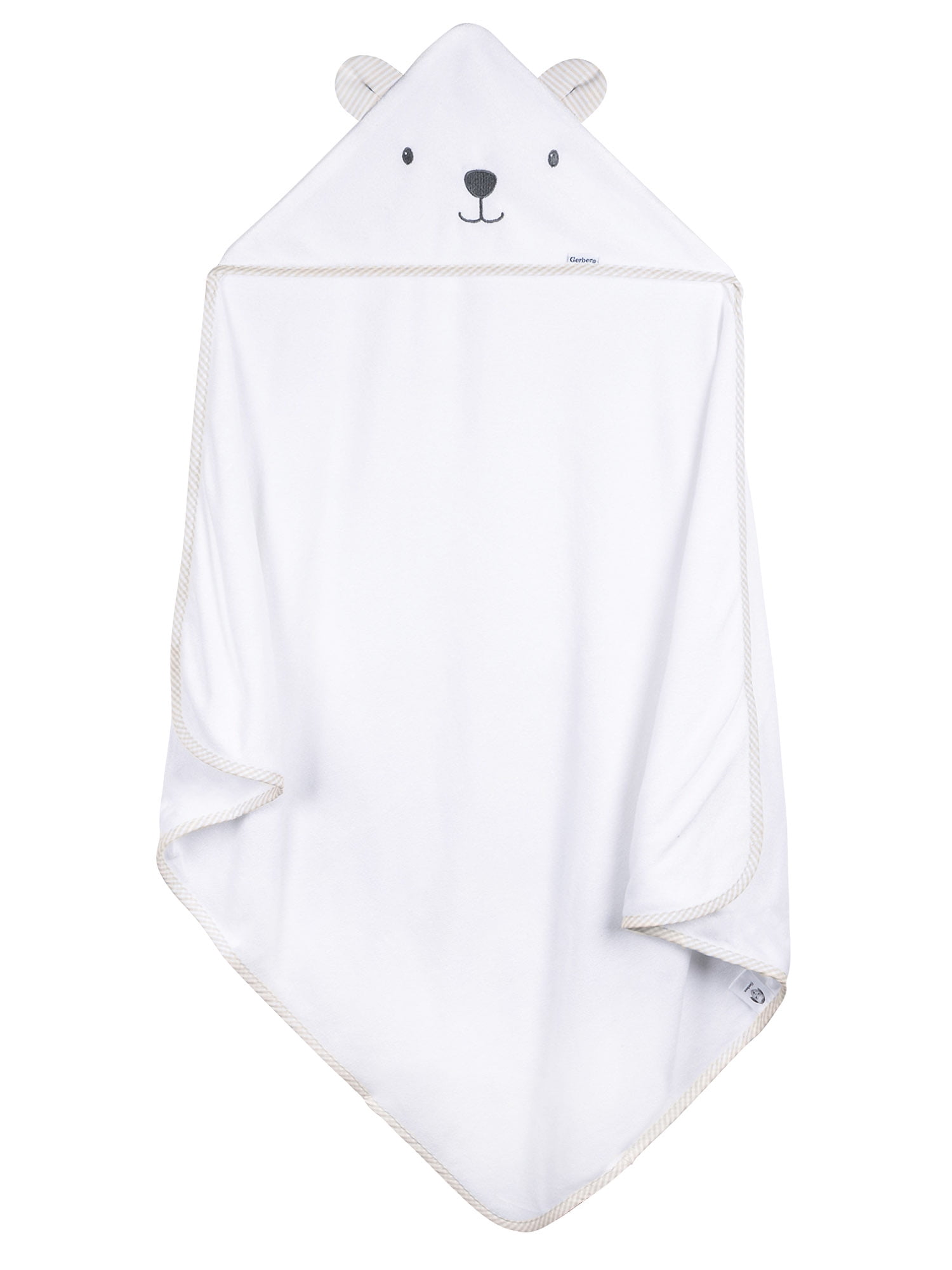 (3 pack) Gerber Baby Neutral White Absorbent Hooded Towel, One Size
