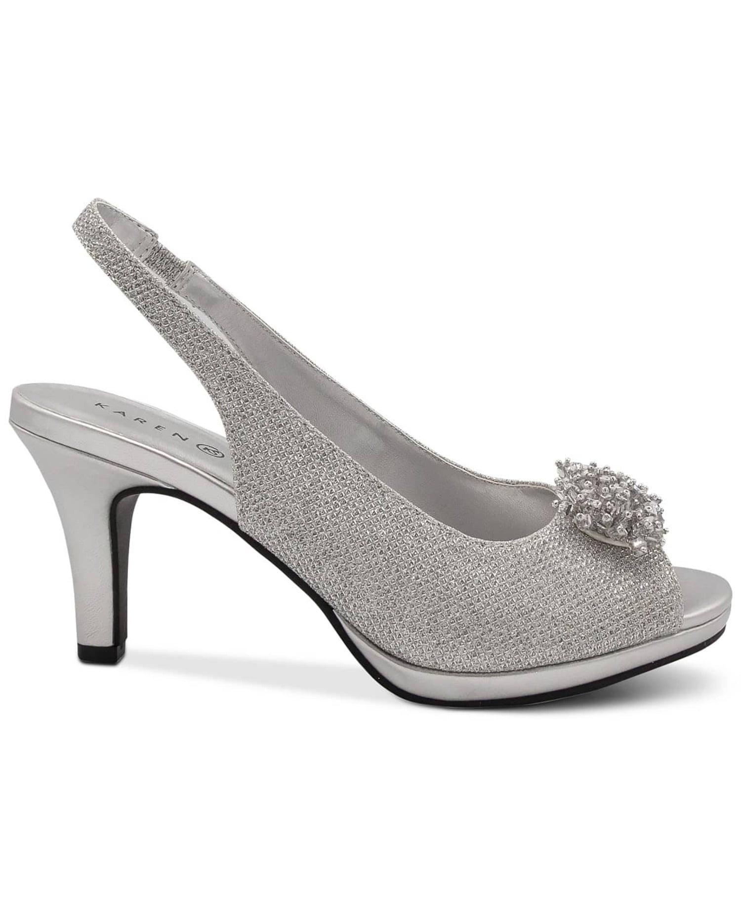 Karen Scott Women s Silver Breena Slingback Peep Toe Pumps