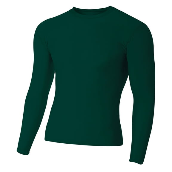 A4 Youth Long Sleeve Compression Crew For Youth Male in Forest | NB3133