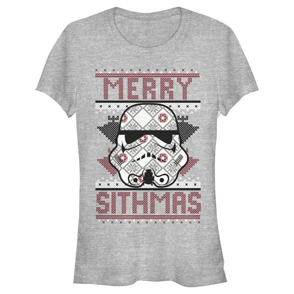 Junior's Star Wars Christmas Merry Sithmas Graphic Tee Athletic Heather Small
