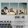 thumbnail image 2 of wall26 - 3 Piece Framed Canvas Wall Art - Basketball Stands and Palm Trees Under The Sunset - Modern Home Art Stretched and Framed Ready to Hang - 16"x24"x3 WHITE, 2 of 5