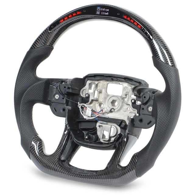 LED Steering Wheel, Multifunction Racing Steering Wheel Black Stitching for Car
