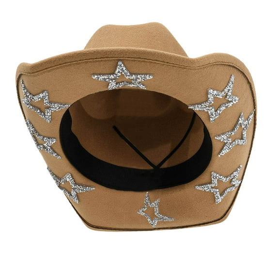 HNMKIU Stylish Western Cowboy Hat for Men and Women Featuring Glittering Rhinestones for Parties and Events Durable Fashion Accessory for All Seasons,Khaki