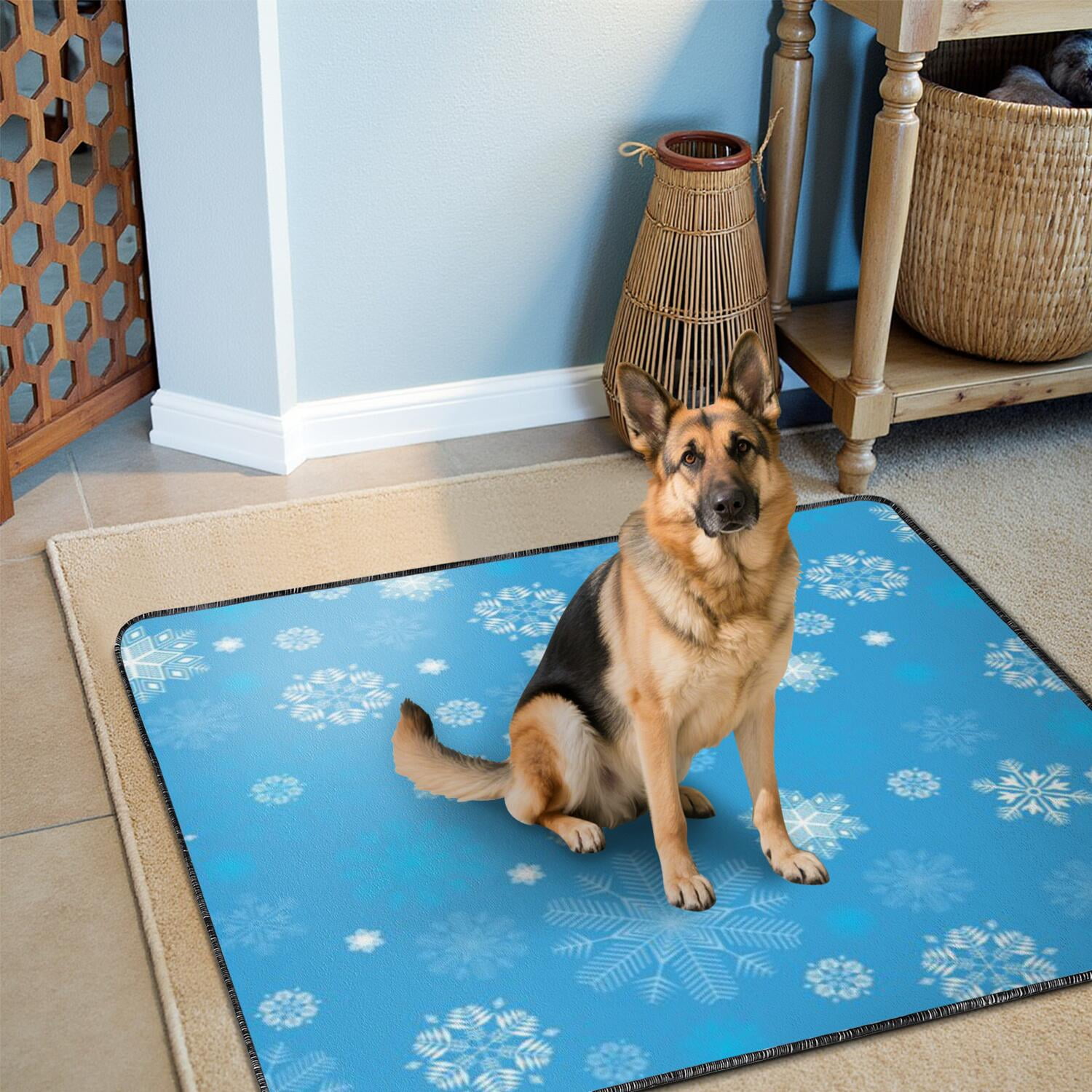 Holiday Themed Reusable Dog Pee Pads 48" x 48", 2-Pack Christmas Washable Puppy Training Mats for Large Whelping and Big Dog Training Uses