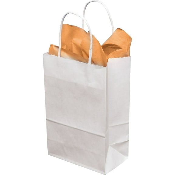 Box Partners Paper Shopping Bags 8" x 4 1/2" x 10 1/4" White 250/Case BGS103W