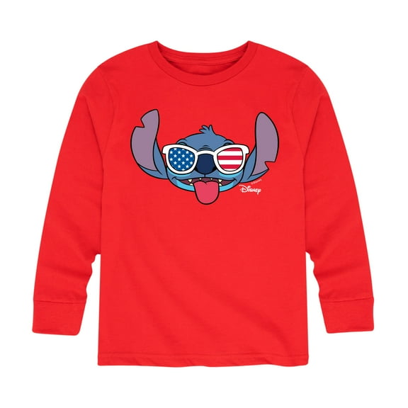 Lilo & Stitch - Stitch Flag Glasses - Youth Long Sleeve Graphic T-Shirt