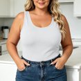 thumbnail image 2 of JOANKDMI Plus Size Tank Tops for Women Sleeveless Summer Scoop Neck Wide Strap Loose Fit Tunic Autumn Casual Vacation Layering Piece Wear,White,L-5XL, 2 of 7