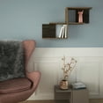 thumbnail image 2 of Ada Home Decor Furniture 35.83" 2 Tier Light Walnut Wilfred Modern Wall Shelf, 2 of 3